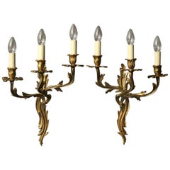 French 19th Century Pair of Gilded Antique Wall Sconces