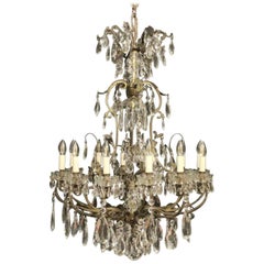 French19th Century Gilded Bronze and Crystal Thirteen-Light Antique Chandelier