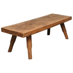 Vintage Oak Butcher's Block Coffee Table or Bench, 1930s