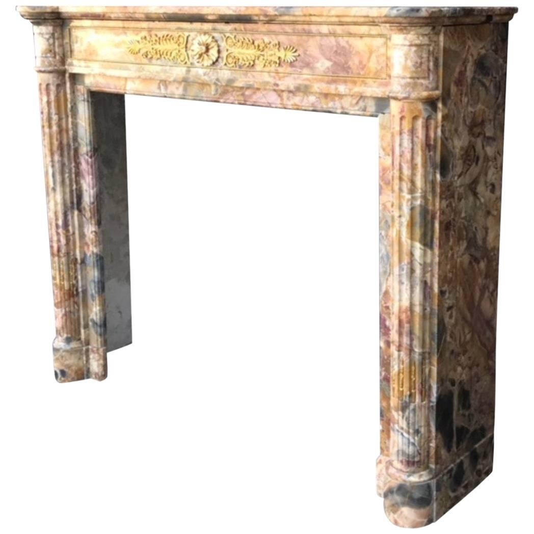 Marble Fireplace Louis XVI Style, 19th Century