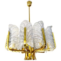 Carl Fagerlund mid-century chandelier glass 10 arms by Orrefors Sweden, 1960