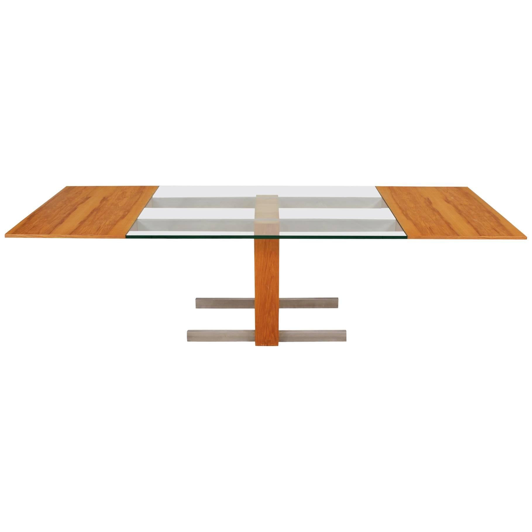 Vladimir Kagan Midcentury "Cubist" Dining Table with Leaves and Console/Server