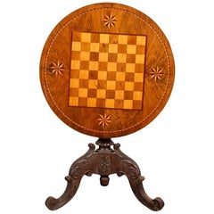 Antique Tilt-Top Chessboard or Game Table