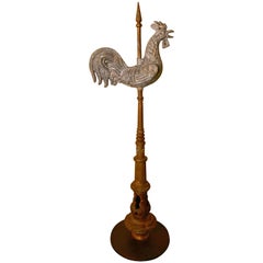 Used Cockerel Weather Vane Mounted on a Tower Roof Finial