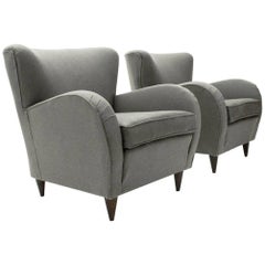 Set of Two Italian Midcentury Grey Armchair, 1950s