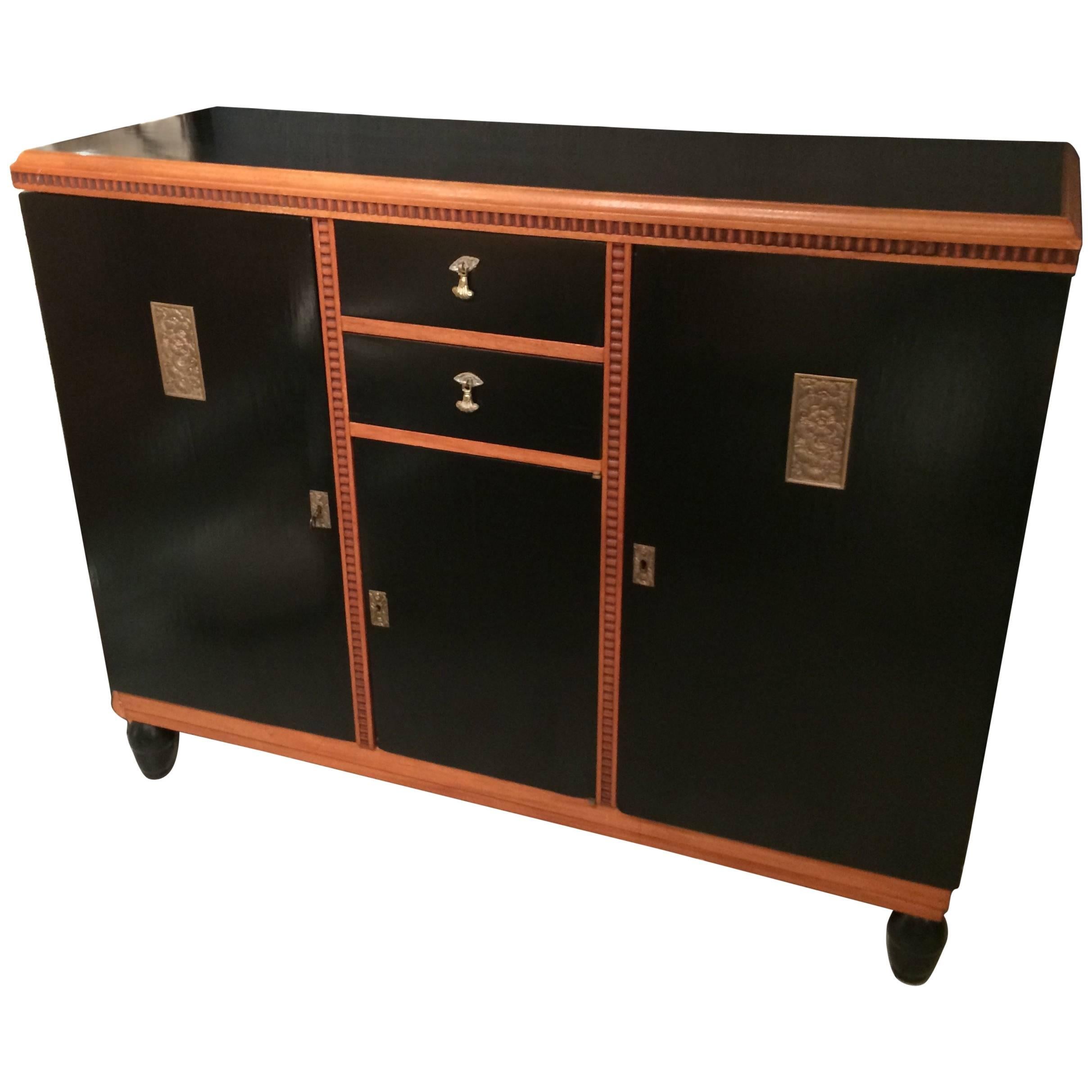 Marvelous Art Deco Style Ebonized Cabinet