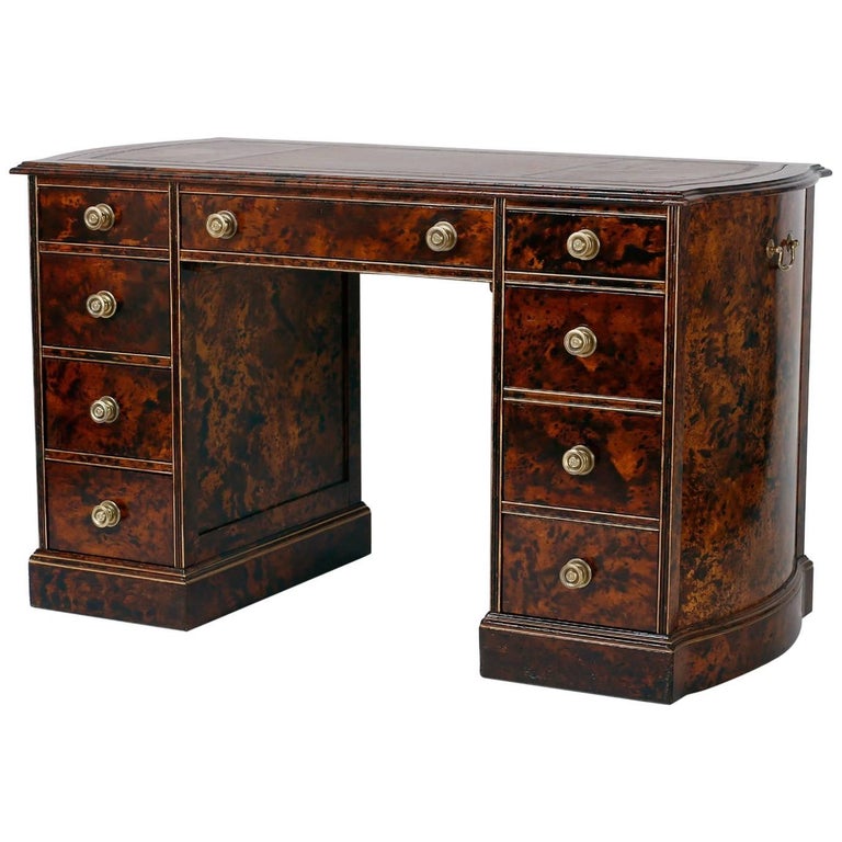 Painted Faux Tortoiseshell Shaped Kneehole Desk For Sale at 1stdibs