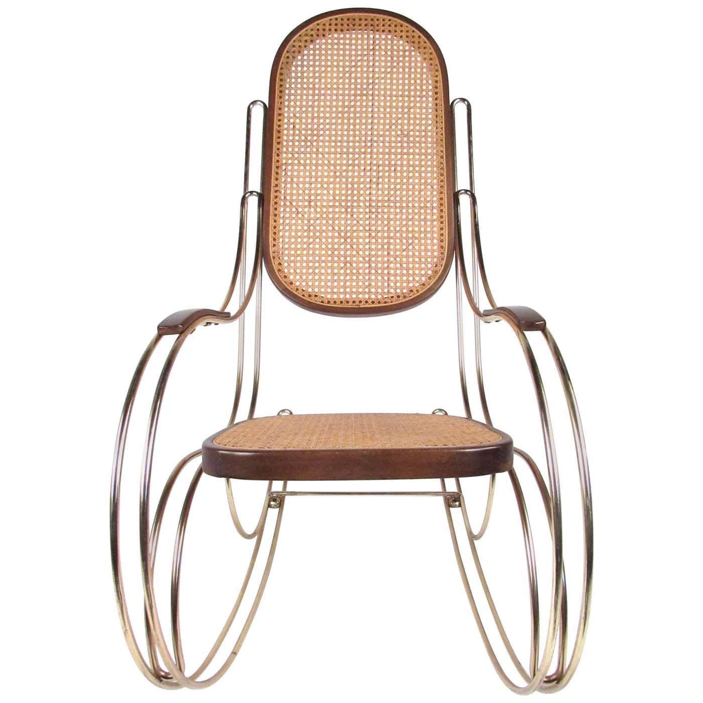 Italian Brass and Cane Rocking Chair at 1stDibs | brass rocking chair ...