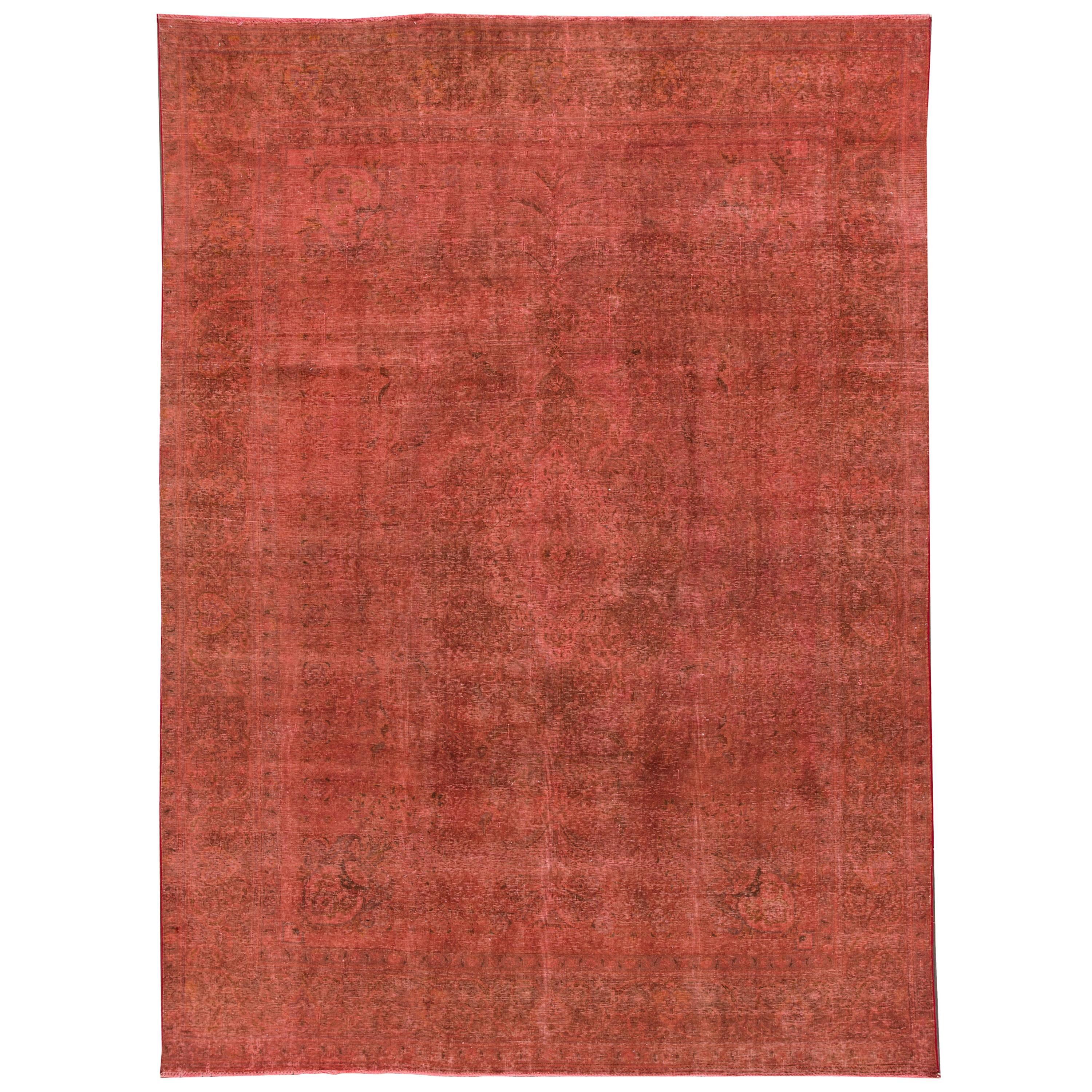 Vintage Pink Distressed Overdyed Rug, 9.03x12.04 For Sale at 1stDibs