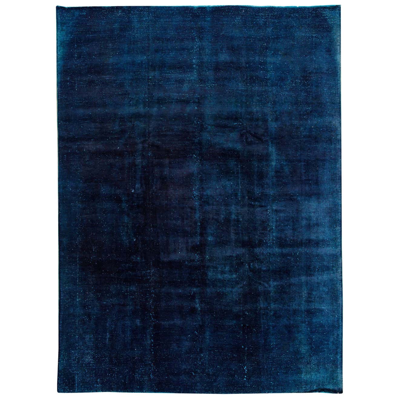 Blue Overdyed Rug Vintage Blue Overdyed Rug, 13.03x9.10 at 1stDibs