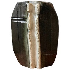 Mid-Century Modern Metallic Glazed Ceramic Sculptural Vase