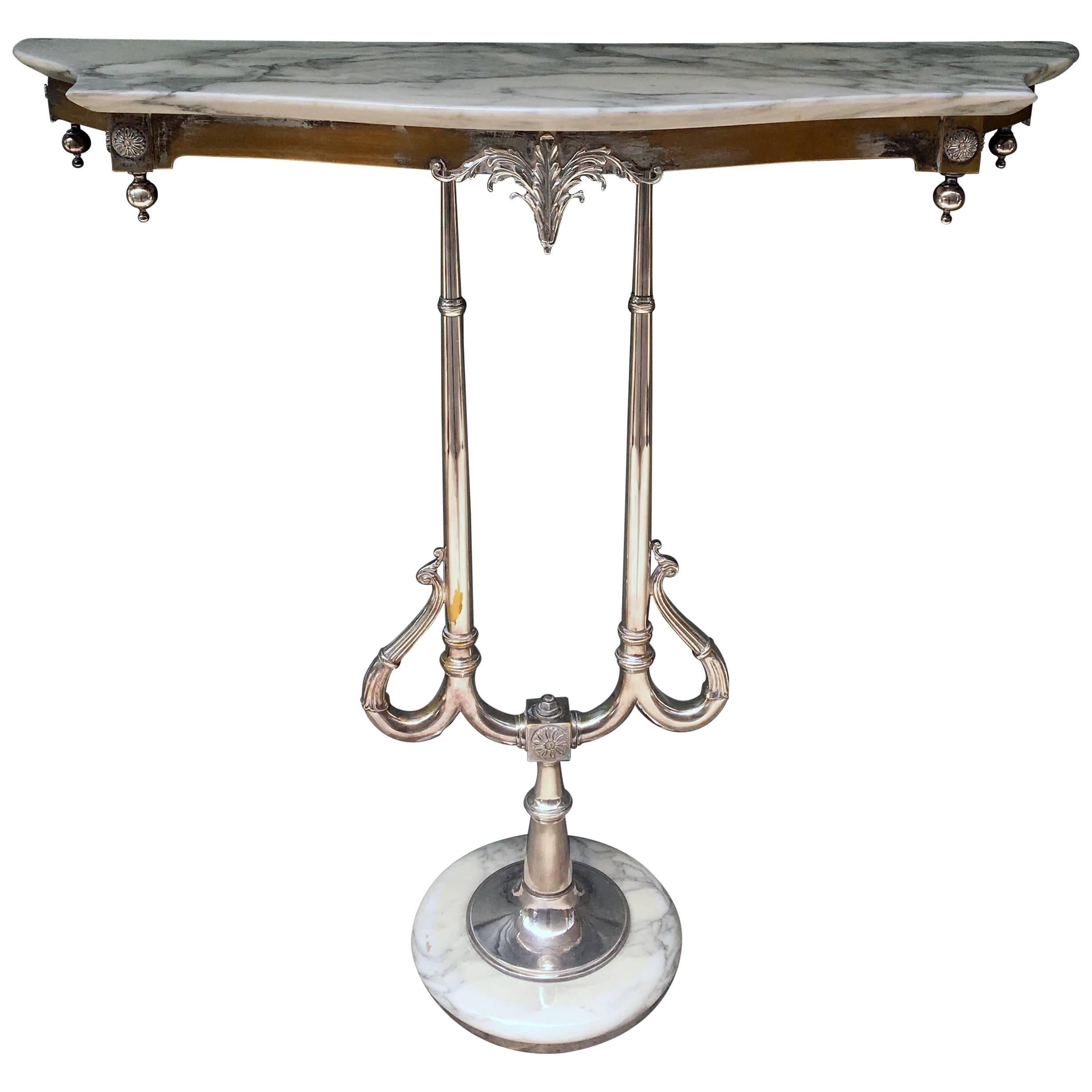 Art Nouveau Marble and Silver Console Table