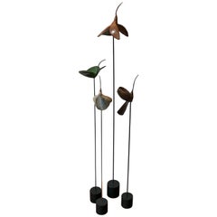 Set of Four Suspended Hummingbird Sculptures by Sharon Wandel, Bronze and Silver