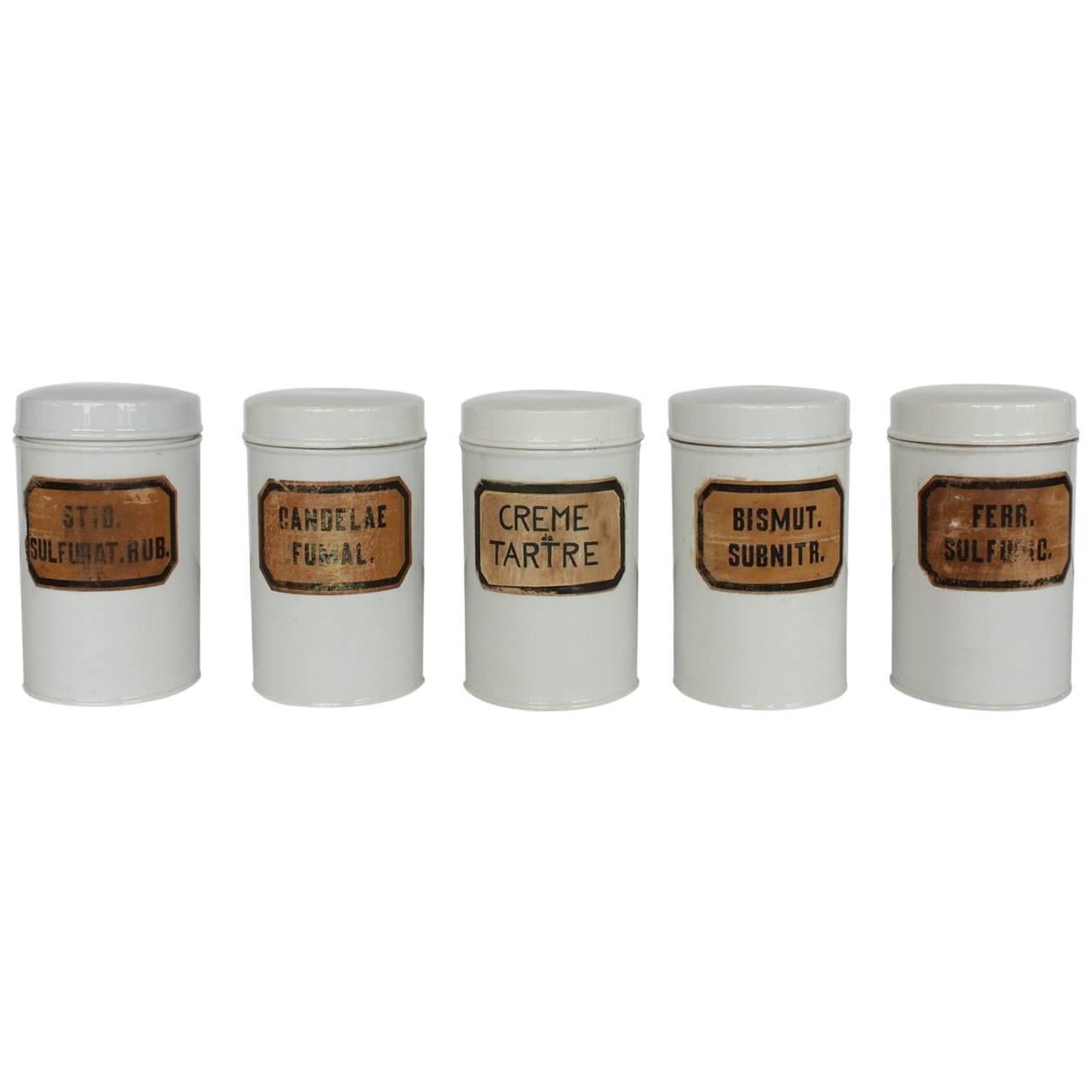 1900s French Pharmacy Porcelain Jars For Sale