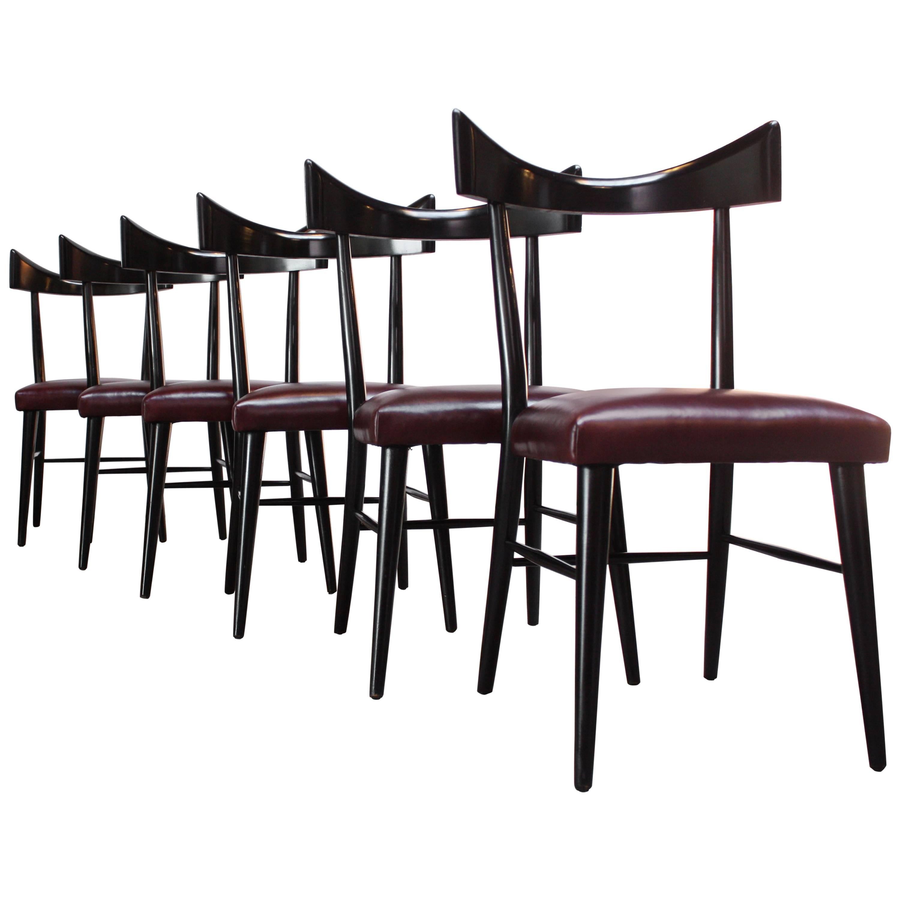 Set of Six Ebonized Curved-Back Dining Chairs by Paul McCobb for Planner Group