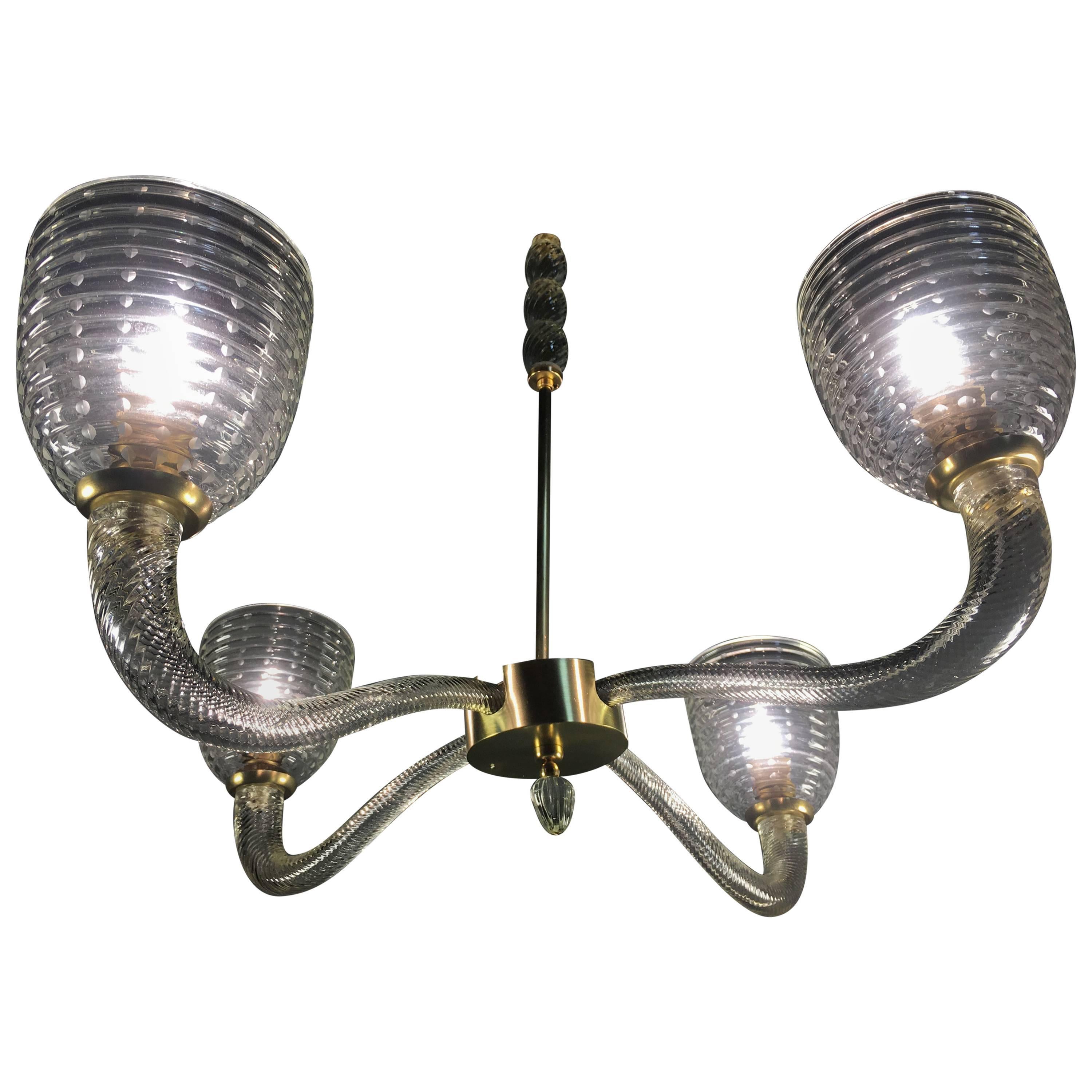 Charming Chandelier by Venini, Murano, 1940 For Sale