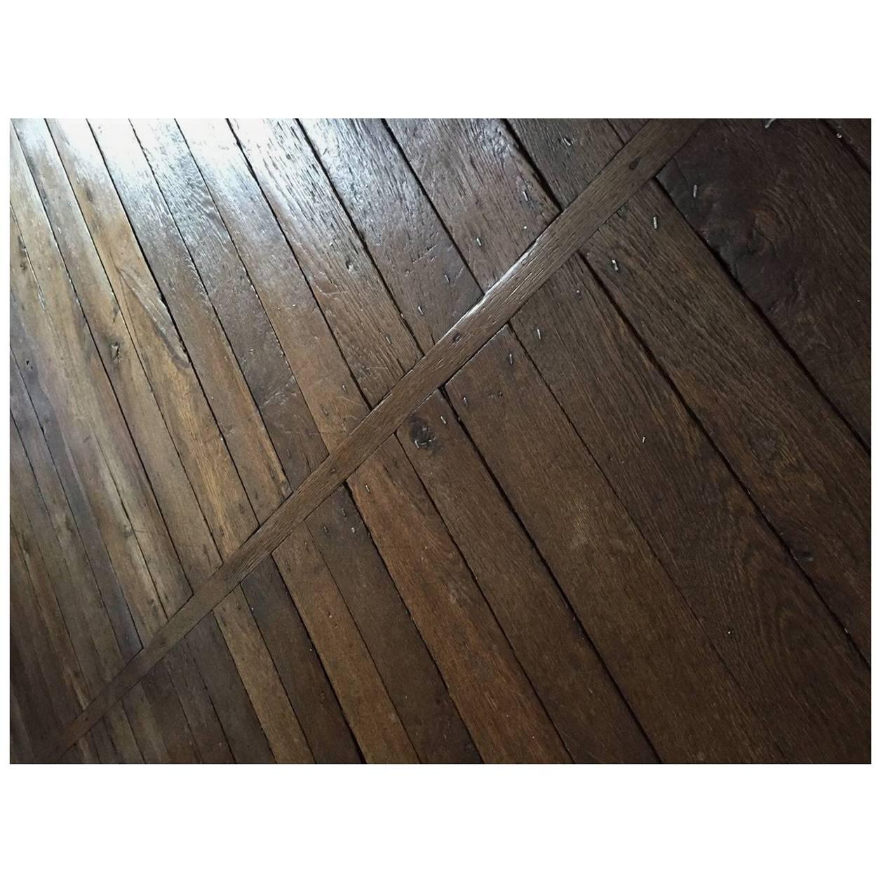 French Antique Flooring in Solid Wood Oak, Original 18th Century, France. For Sale