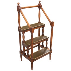 Antique French 19th Century Mahogany Library Ladder