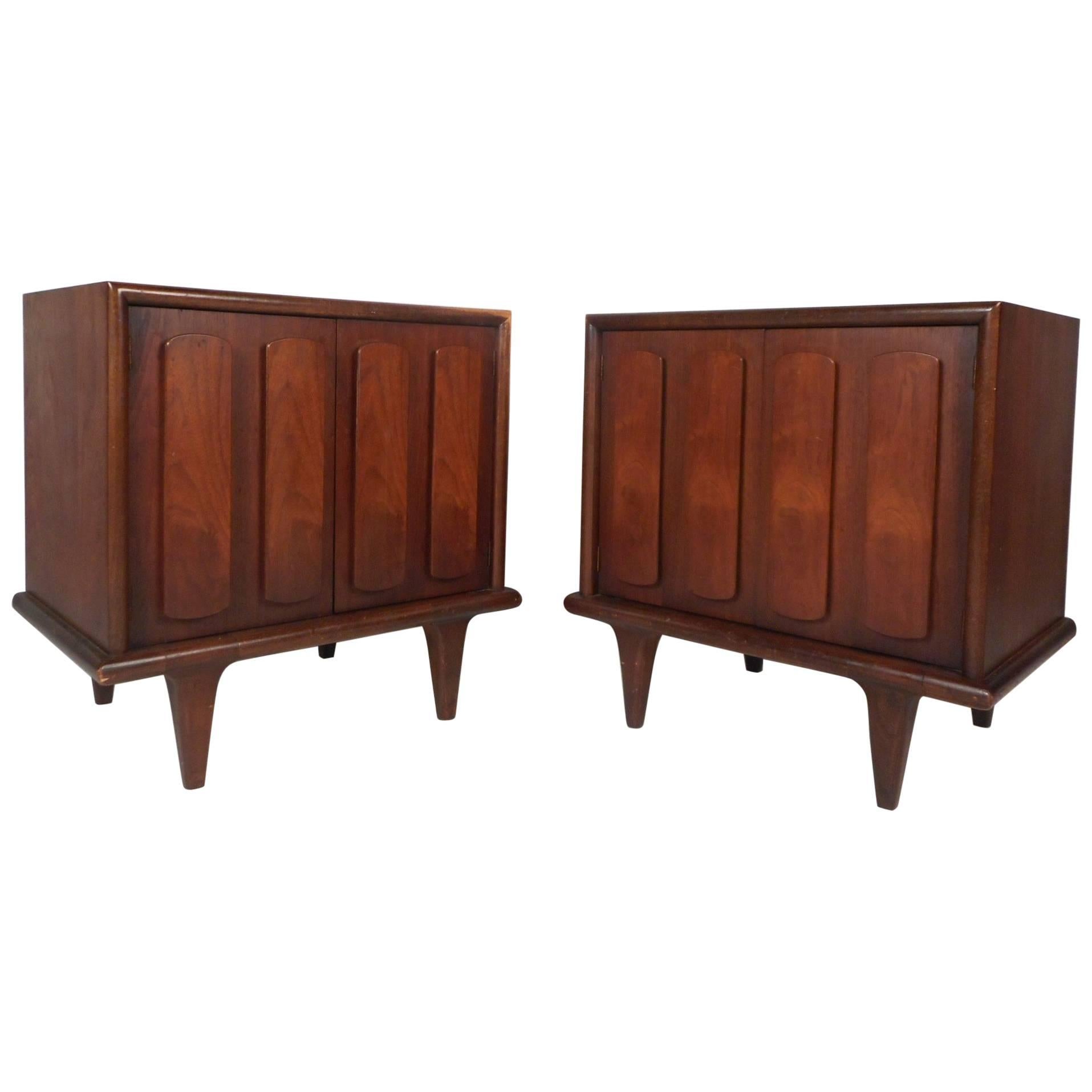 Pair of Walnut Nightstands by American of Martinsville