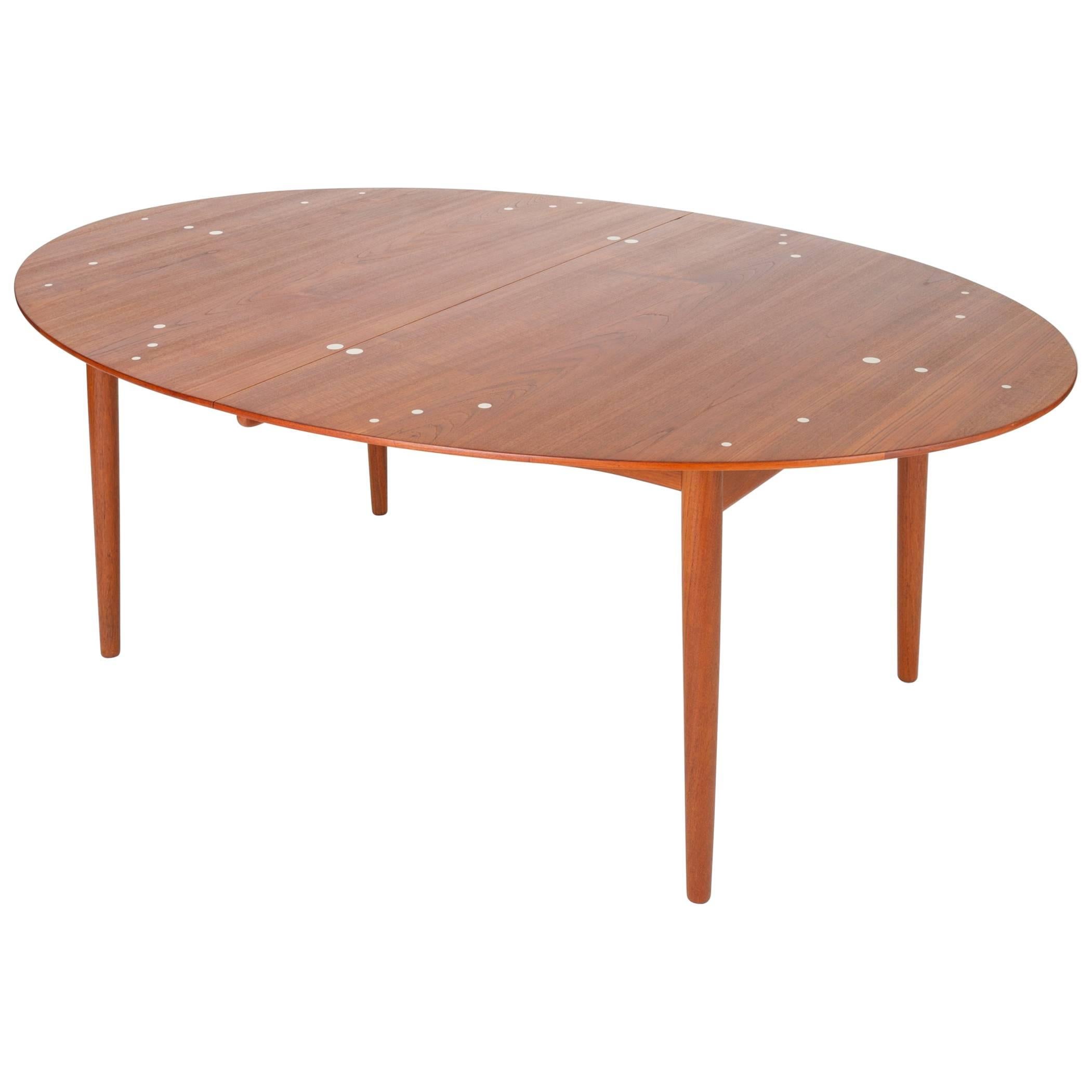 "Judas" Dining Table in Teak with Sterling Silver Inlay by Finn Juhl