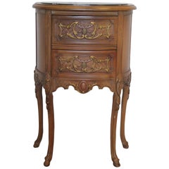 Retro 20th Century Two-Drawer Bedside Commode Nightstand with Marble Top