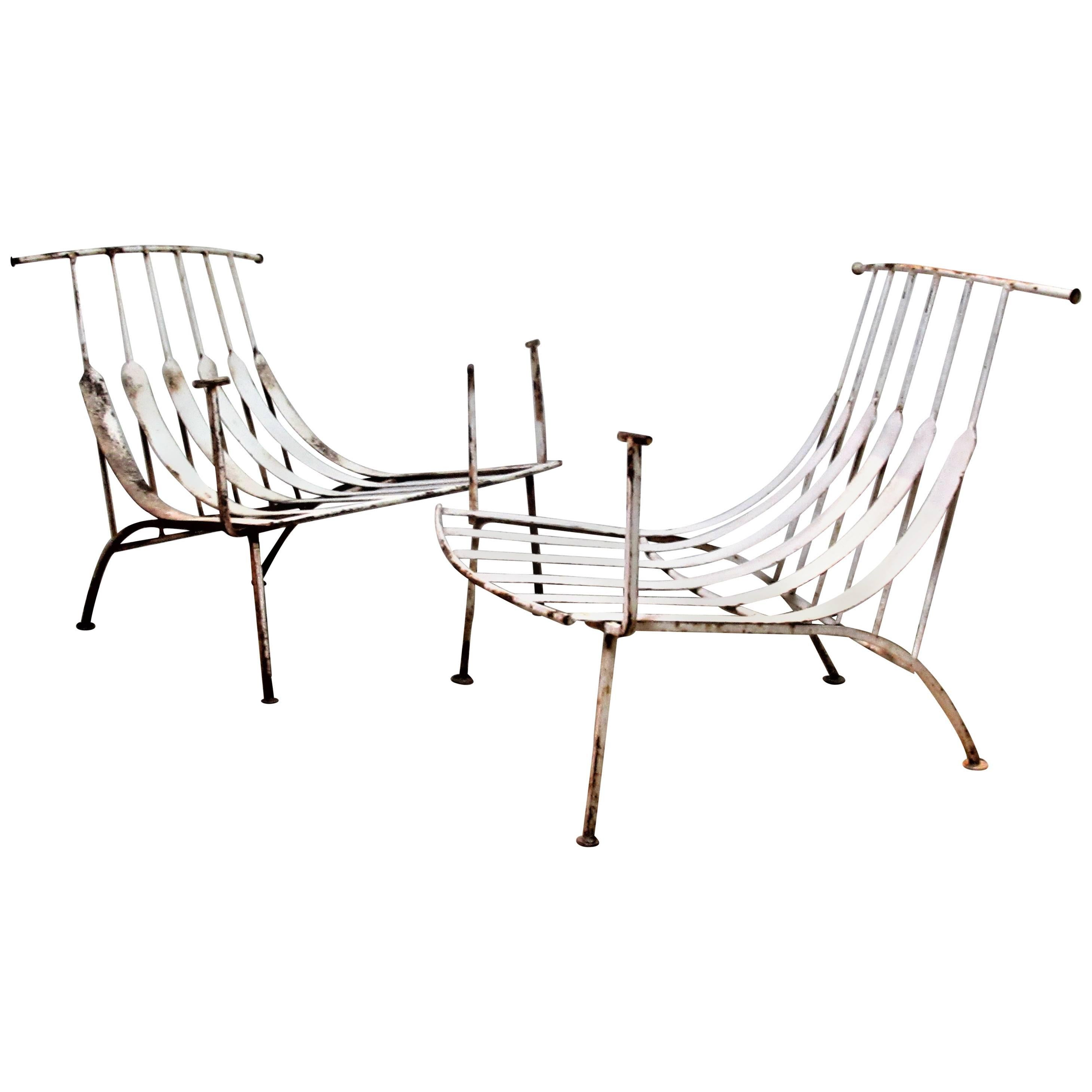 Rare Iron Lounge Chairs by Russell Woodard