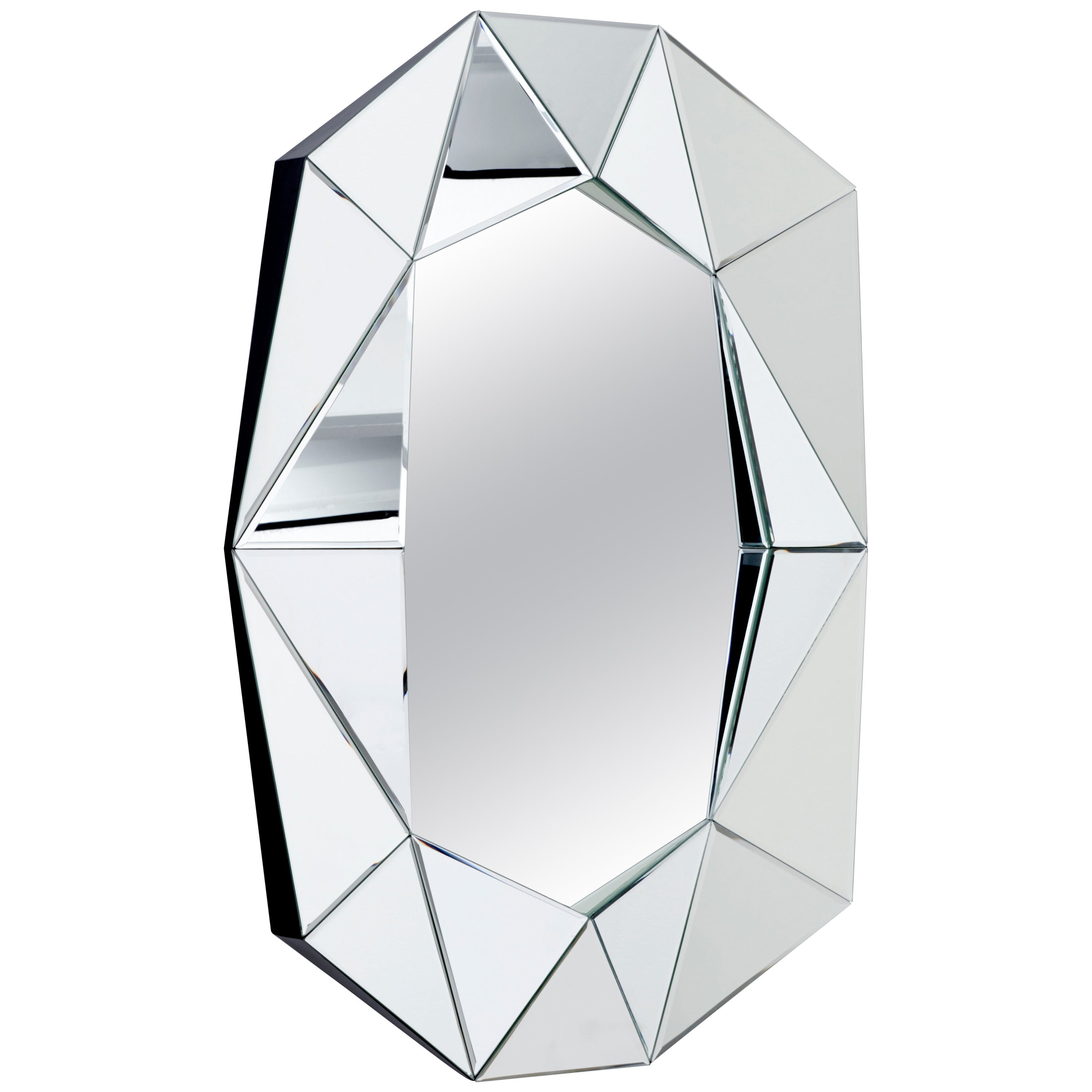 Silver Large Diamond Decorative Mirror For Sale at 1stDibs