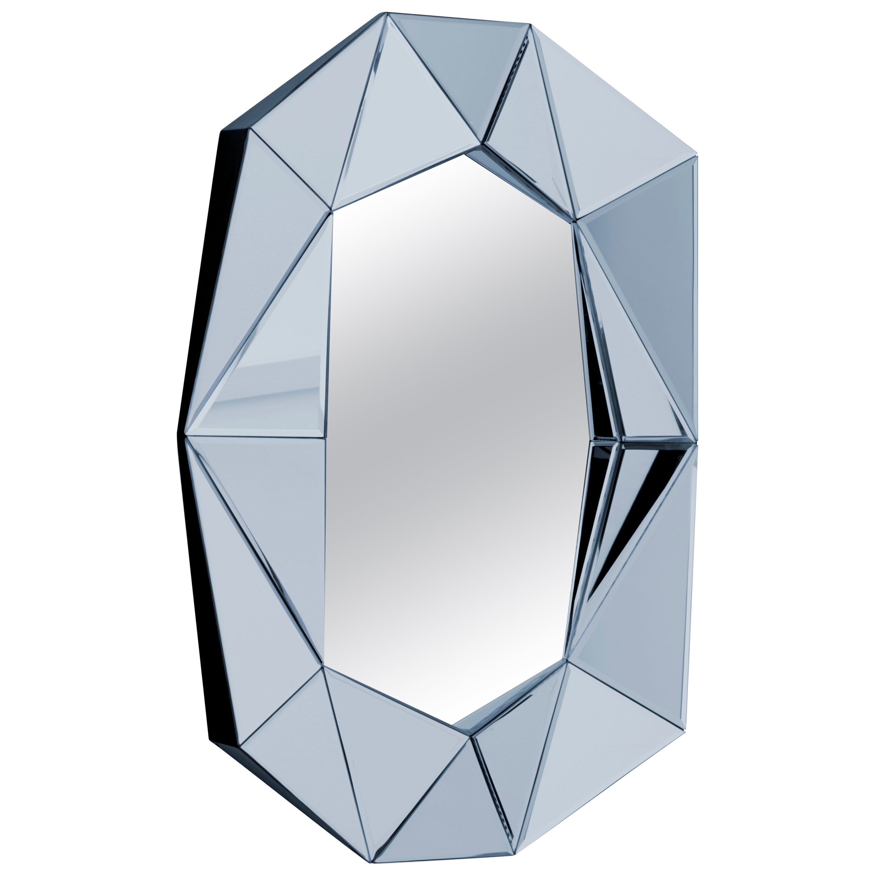 Silver Large Diamond Decorative Mirror For Sale at 1stDibs