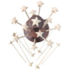 Used Ivory Champagne Mosers, 12 Hand-Carved Stars Eight Propellers with Star Stand