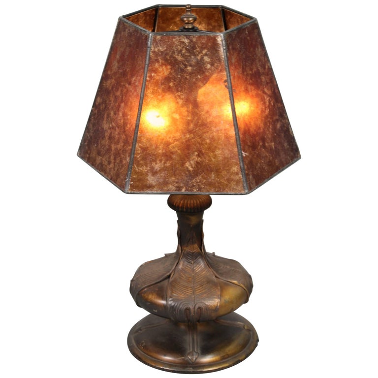 1920s Table Lamp with New Mica Shade at 1stDibs