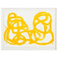 Framed Tim Forcum Ink on Paper Yellow Abstract