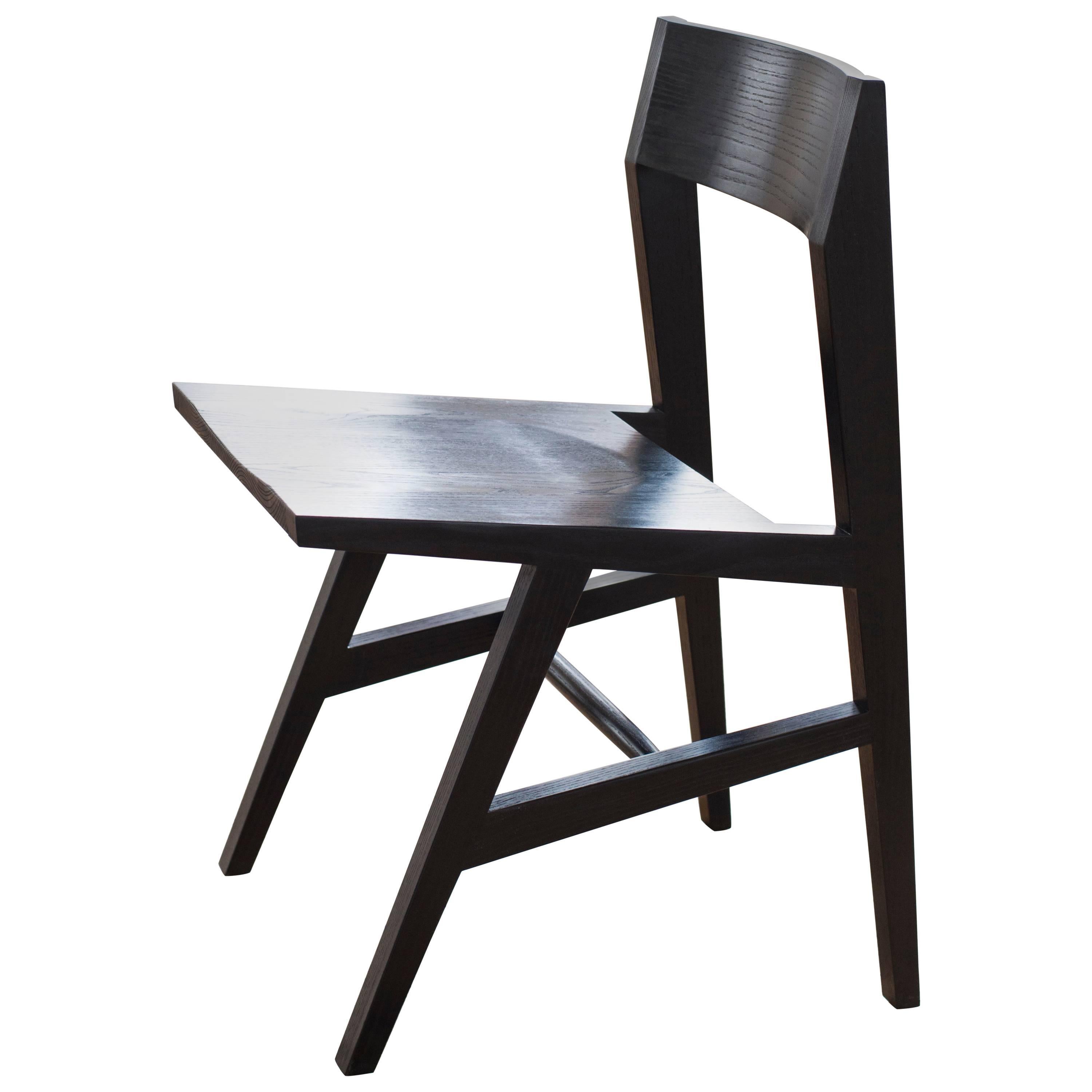 Phloem Studio Jess Side Chair, Modern Ebonized Oak Solid Wood Dining Chair