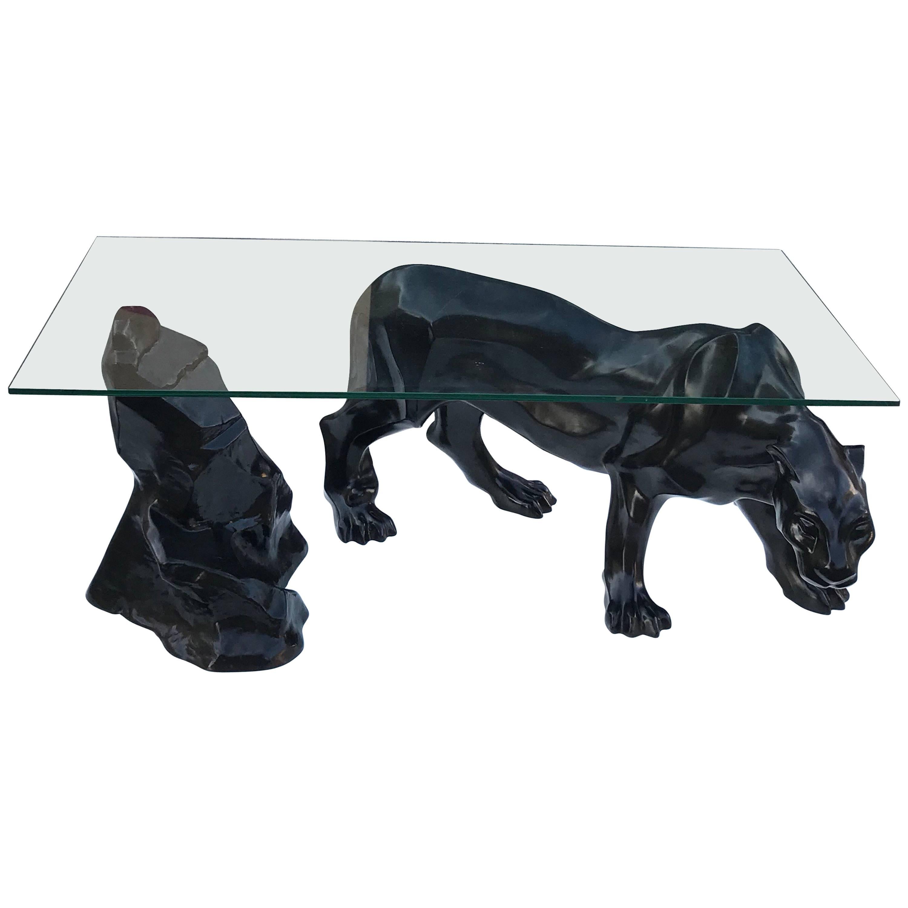 Monumental Mid-Century Modern Black Panther Centre Table or Console Table