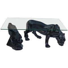 Vintage Monumental Mid-Century Modern Black Panther Centre Table or Console Table