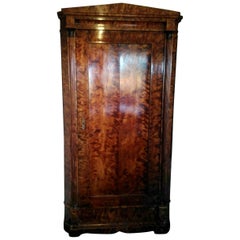 Antique 18th Century Classicism Flamed Birch Wood Corner Cabinet Manner David Gilly