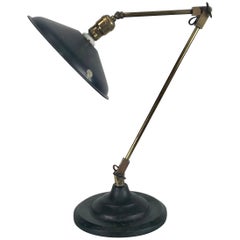 Stylized Modernist Industrial Articulated Machined Brass Desk Lamp