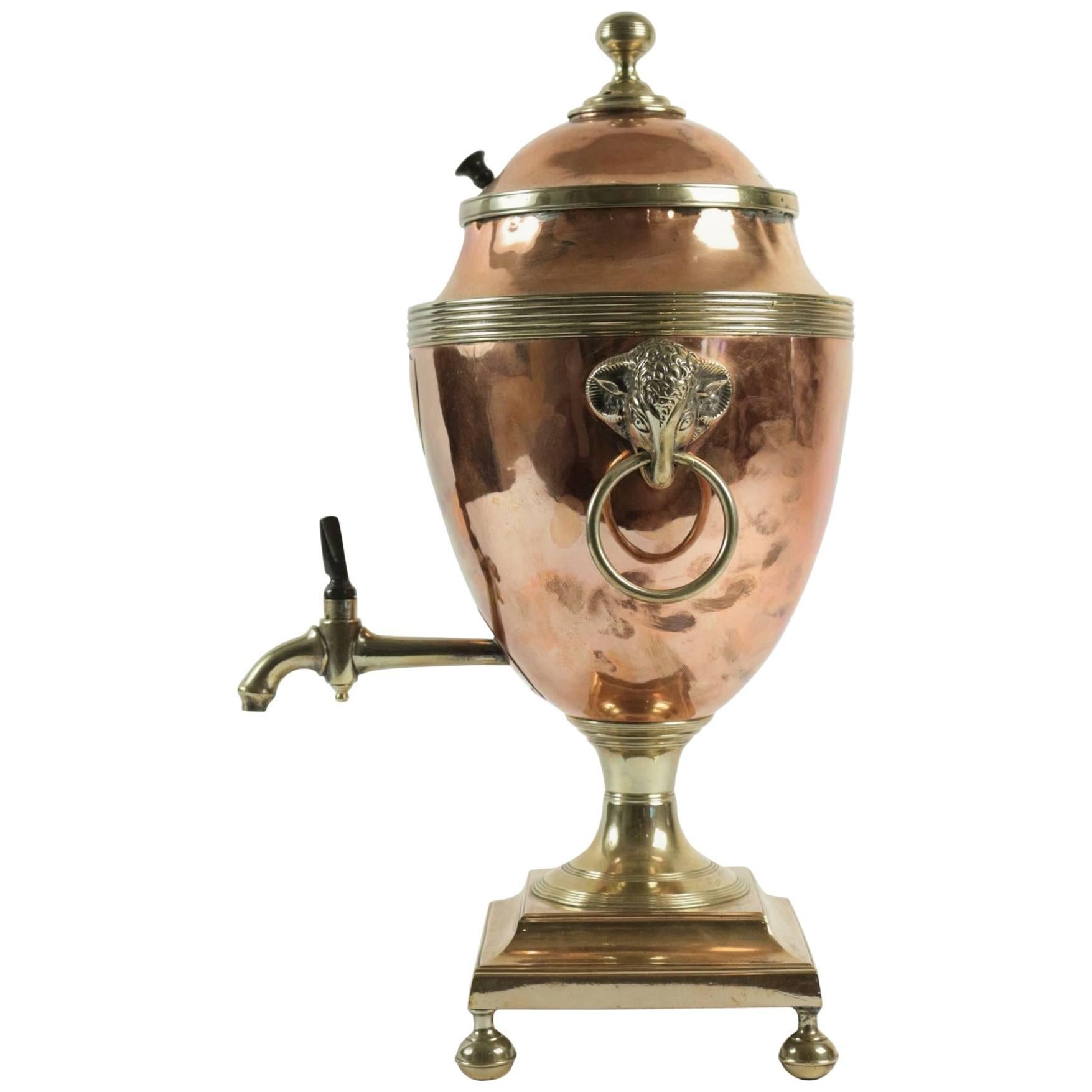 English Water Warmer and Dispenser in Copper and Brass