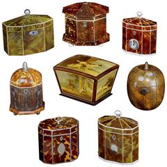 Collection of Late 18th / Early 19th Century Tea Caddies Variously Mounted 2