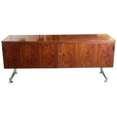 20th Century Modernist Rosewood Metal-Leg Sideboard Cabinet, Early 1960s