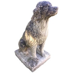 Vintage Lifesize English Cast Stone Golden Retriever Statue