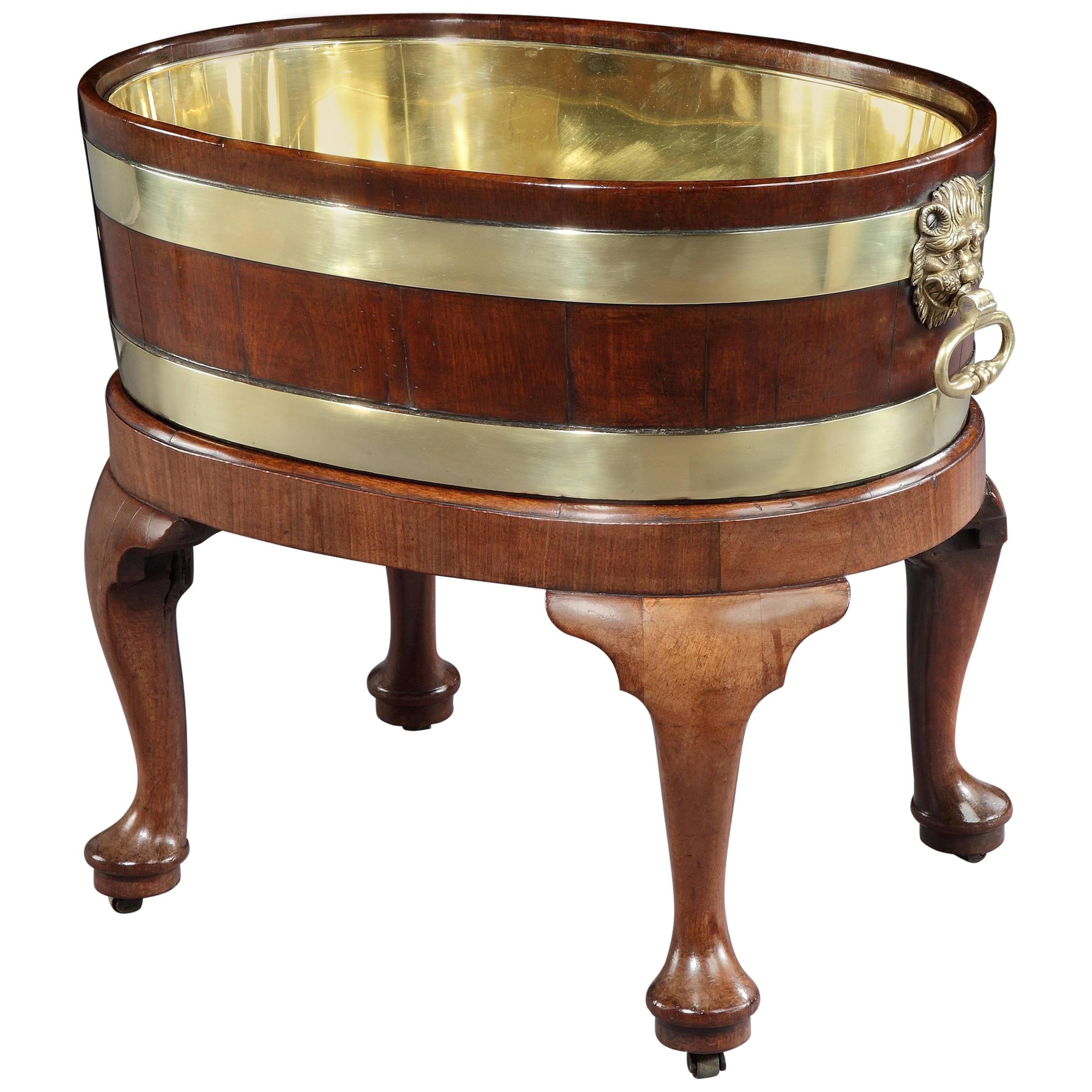 George II Brass Bound Mahogany Wine Cooler For Sale