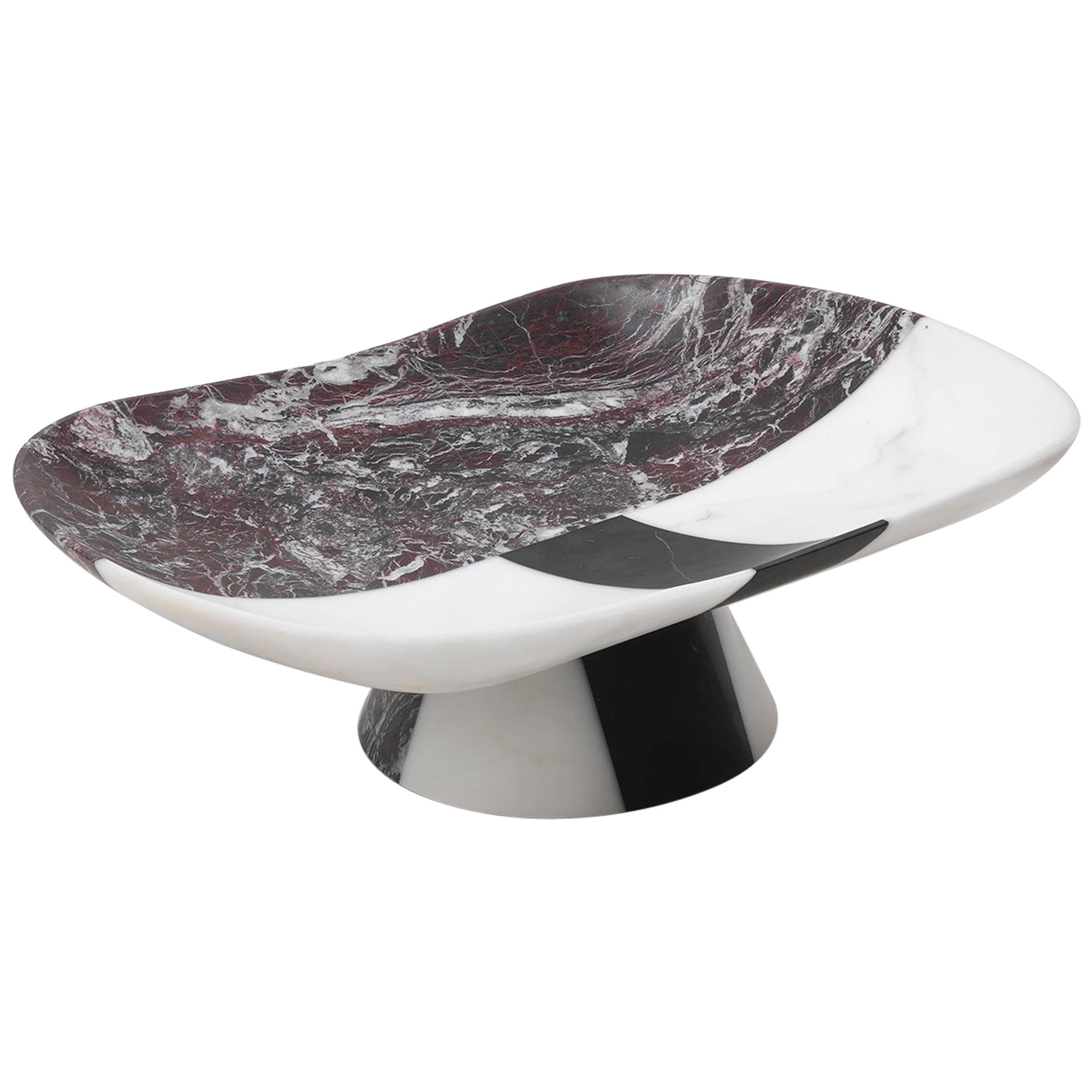 New Modern Centrepiece in White, Black and Red Marble, creator Matteo Cibic For Sale