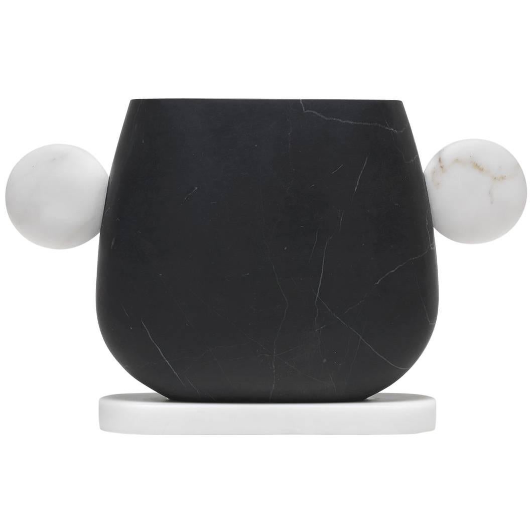 New Modern Vase in Black and White Marble, creator Matteo Cibic For Sale