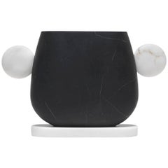 New Modern Vase in Black and White Marble, creator Matteo Cibic