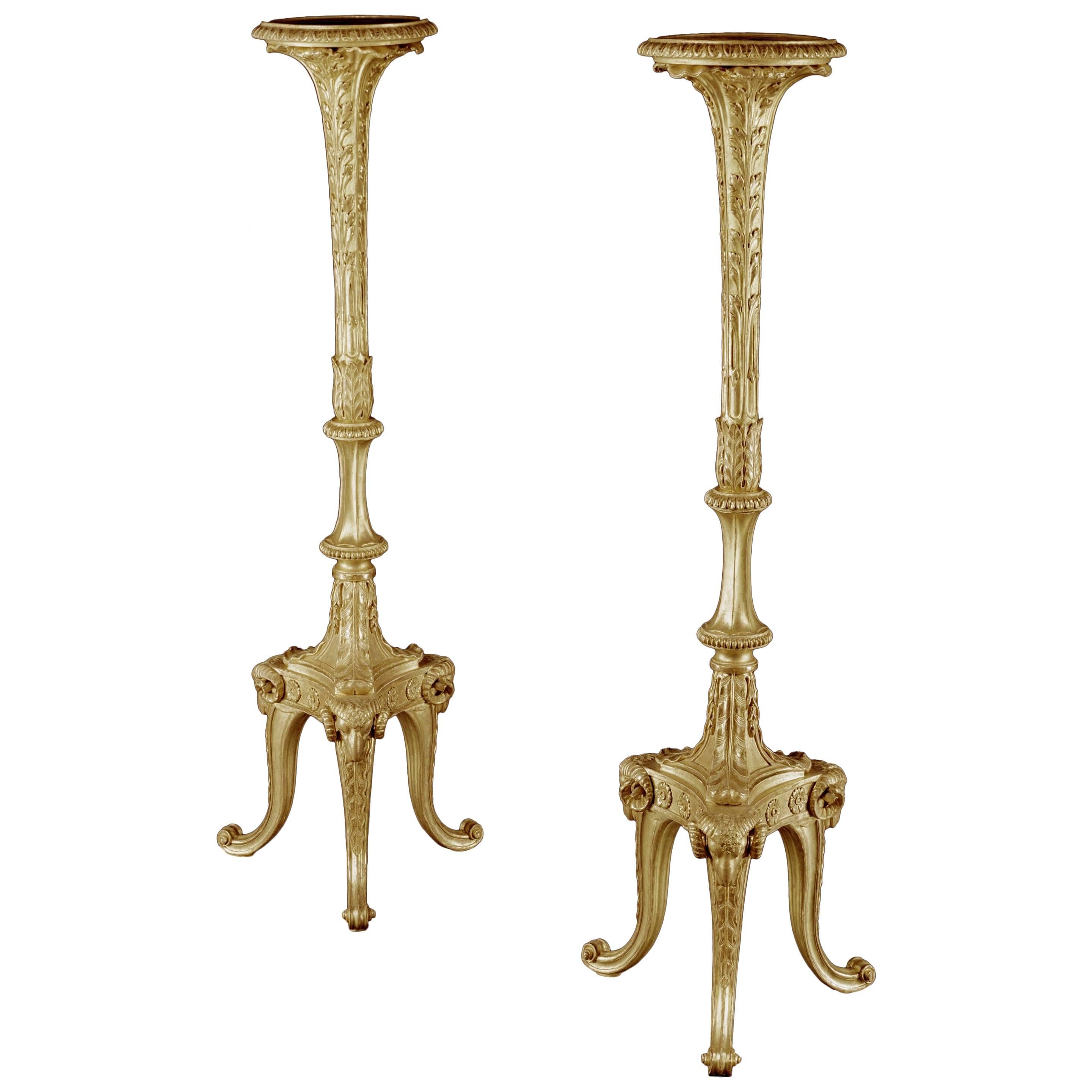 Pair of George III Giltwood Torchéres For Sale