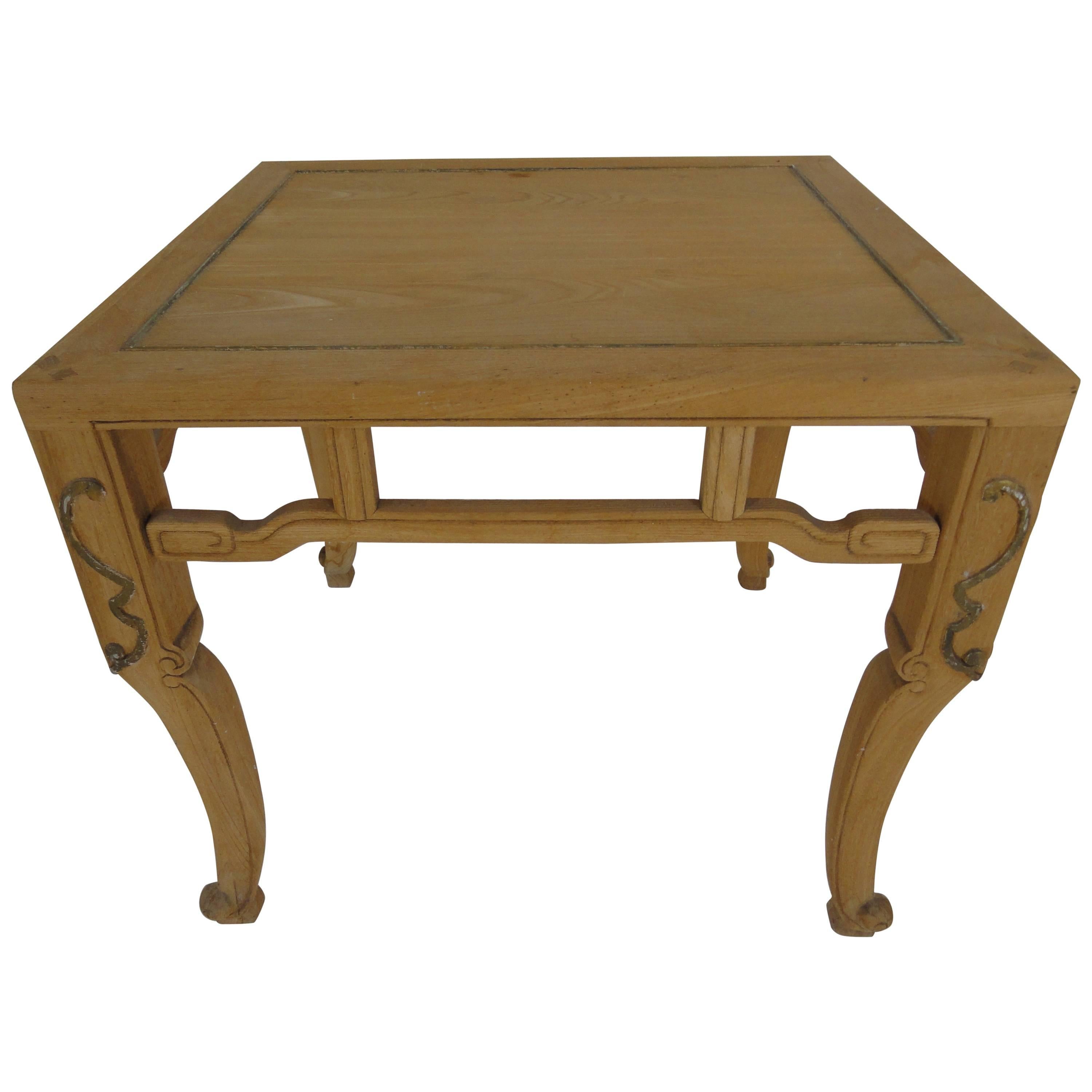 Baker Ming Style Natural Finish End Table For Sale