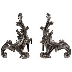 19th Century French Pair of Rococo-Style Chenets