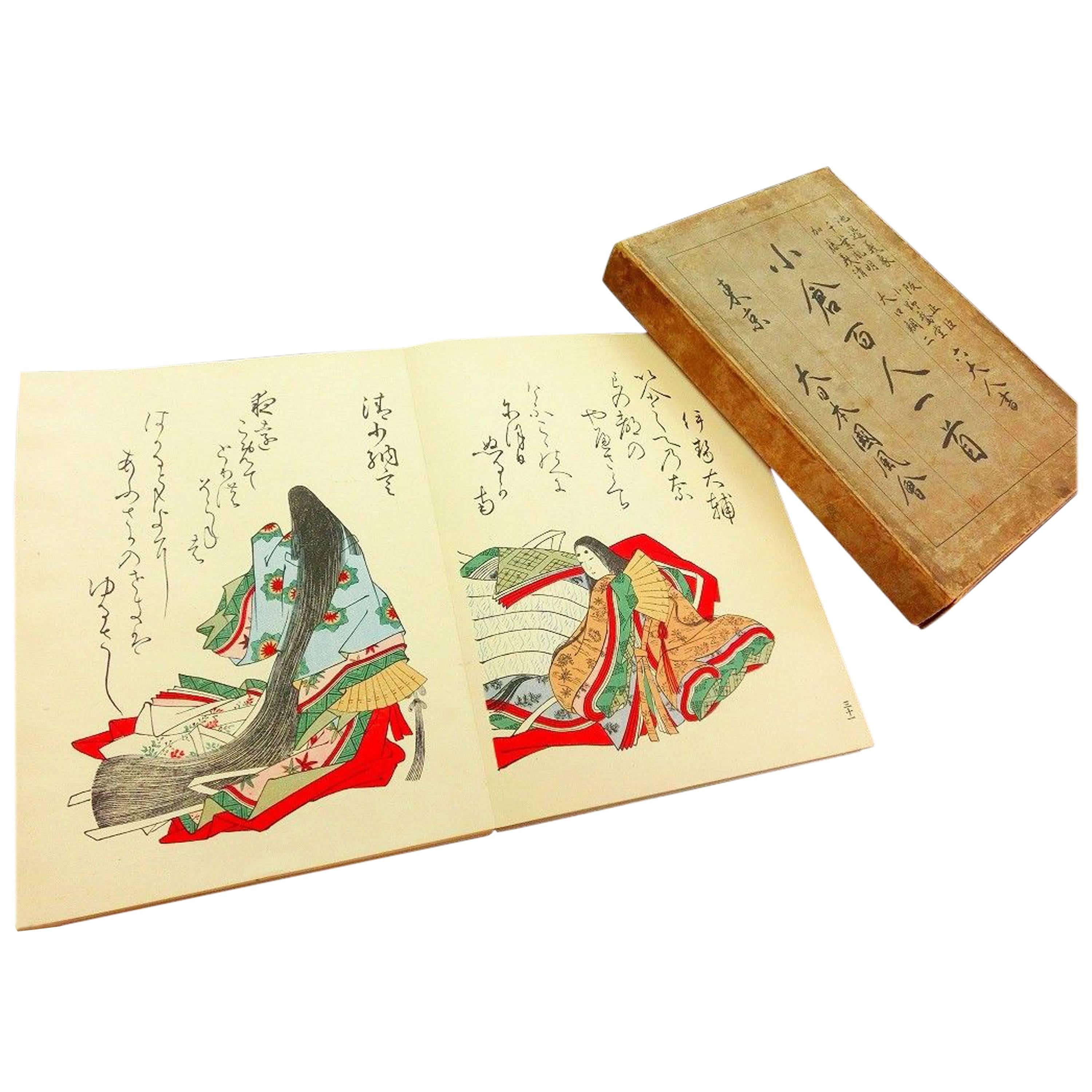 Japan Color 100 Poets Woodblock Prints Album 100 Frameable Prints, 1914