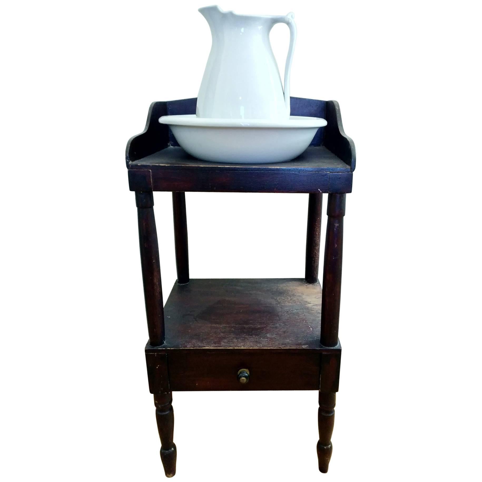 Wash Stand with Bowl and Pitcher