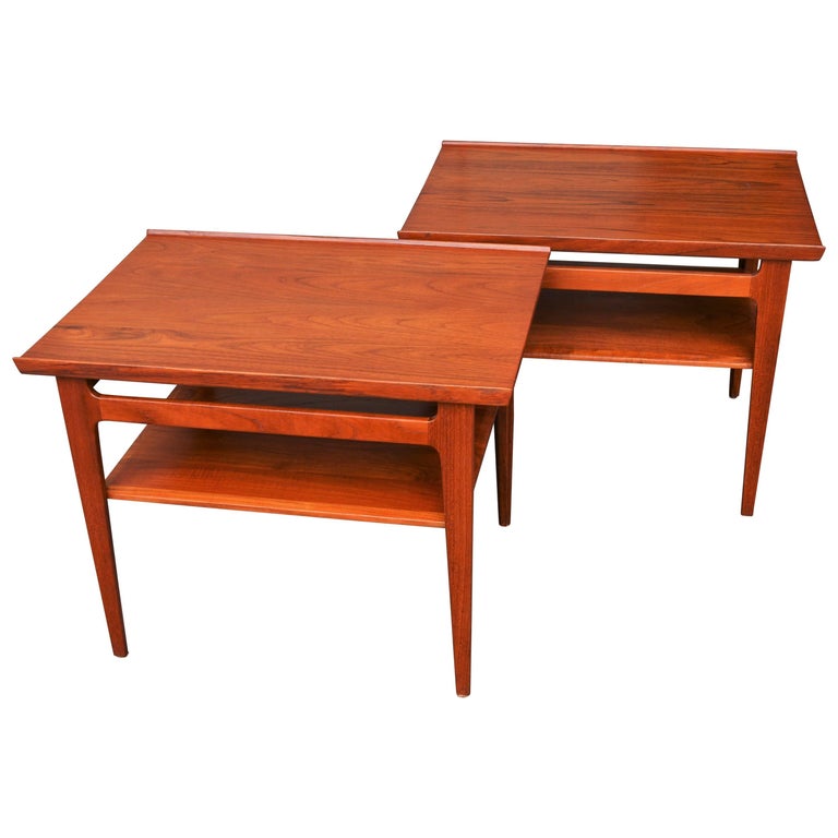 Pair Of Finn Juhl Solid Teak Side Tables With Shelves Model 535 For Pair Of Finn Juhl Solid Teak Side Tables With Shelves Model 535 For France Son
